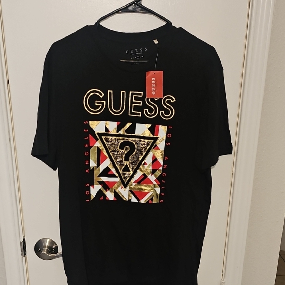 GUESS Black Graphic T-Shirt for Men